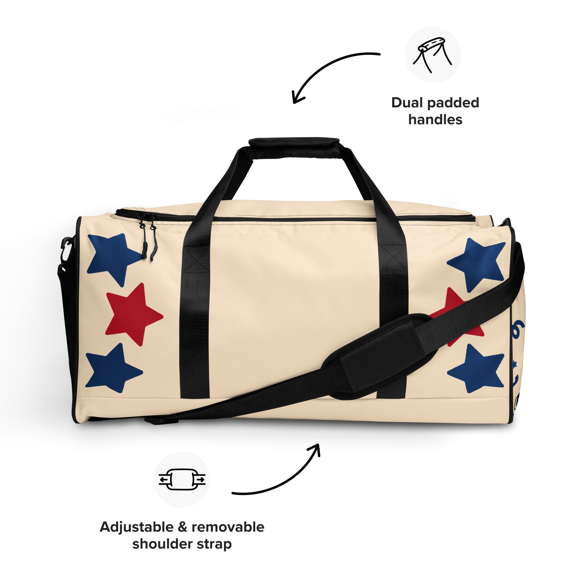 Starry Red Beige & Blue Duffle Bag